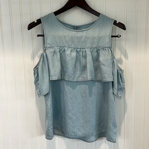 LC Chambray Ruffle Top